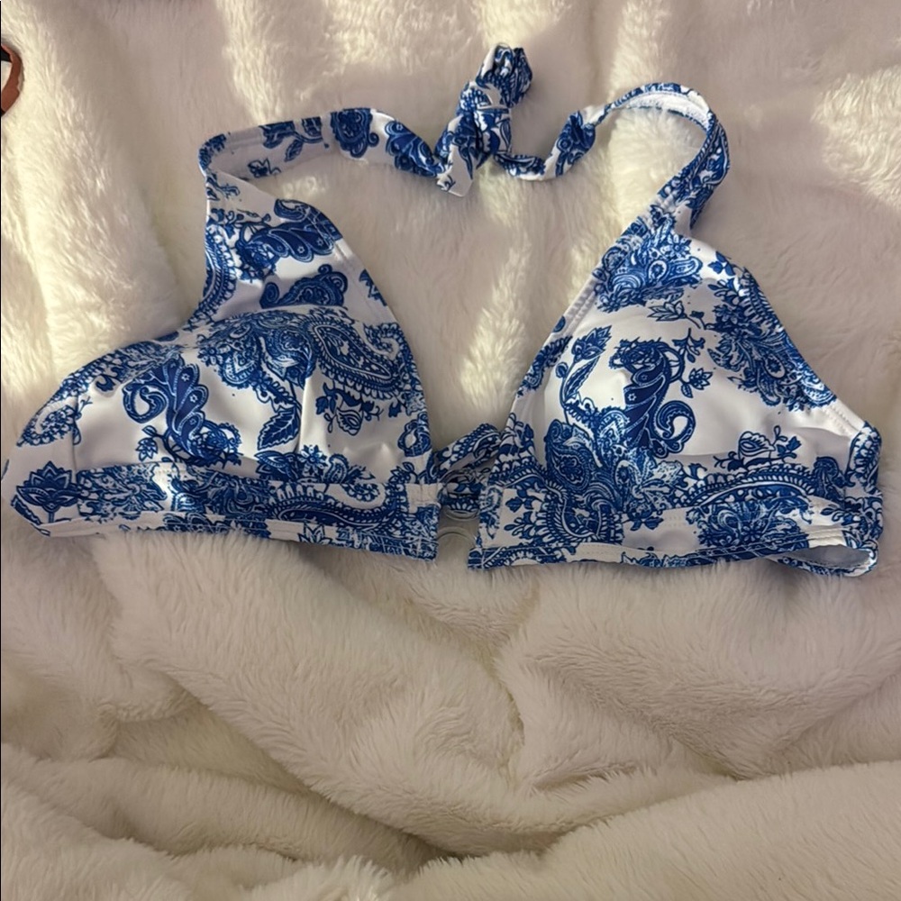Blue and White Paisley Bikini Top Never Worn